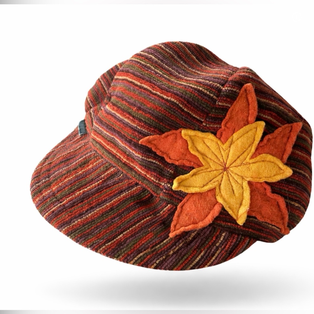 Women’s Artisan Appliqué Bohemian Striped Cap OS